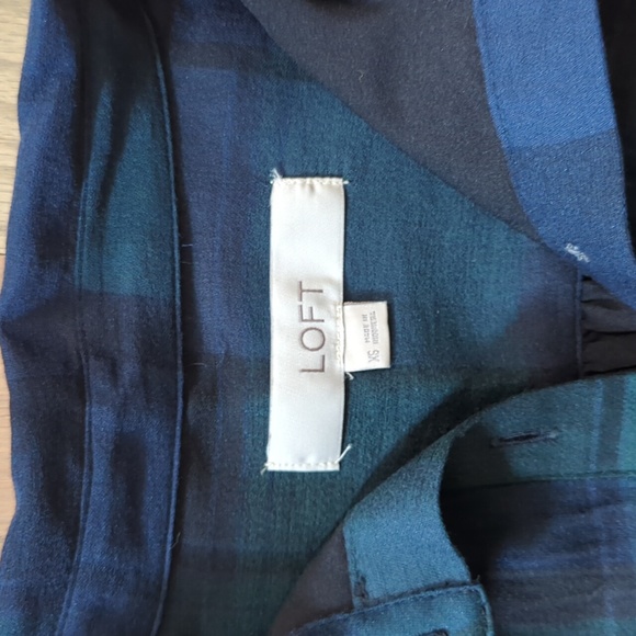 LOFT Plaid Shirtdress Sz XS - Picture 2 of 6